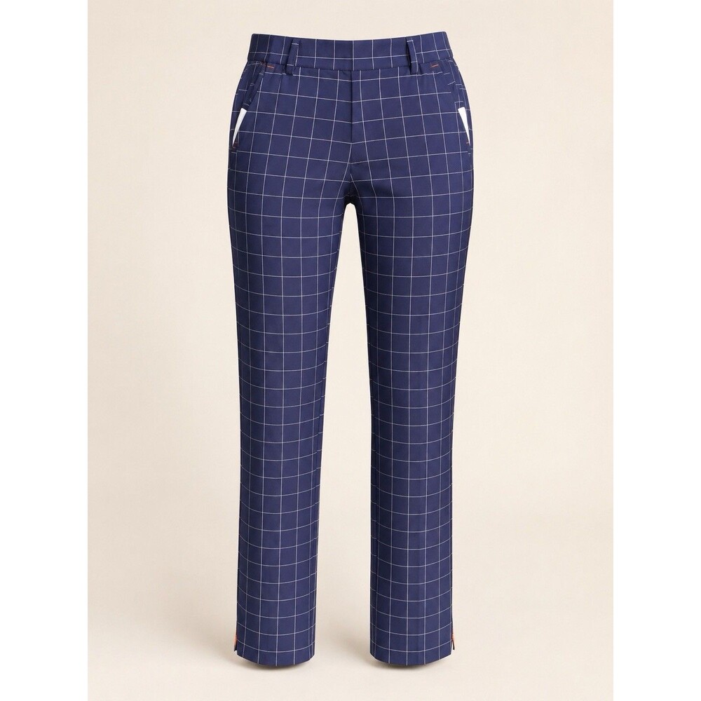Kjus Ikala 7/8 Windowpane Golf Pants Size 38/M Navy Preppy Classic Active EUC